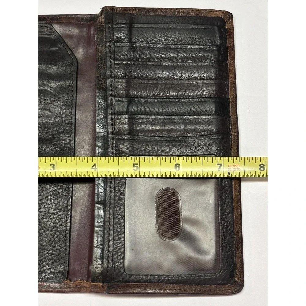 Vintage Stetson Full Grain Leather Western Checkbook Wallet Brown Distressed USA